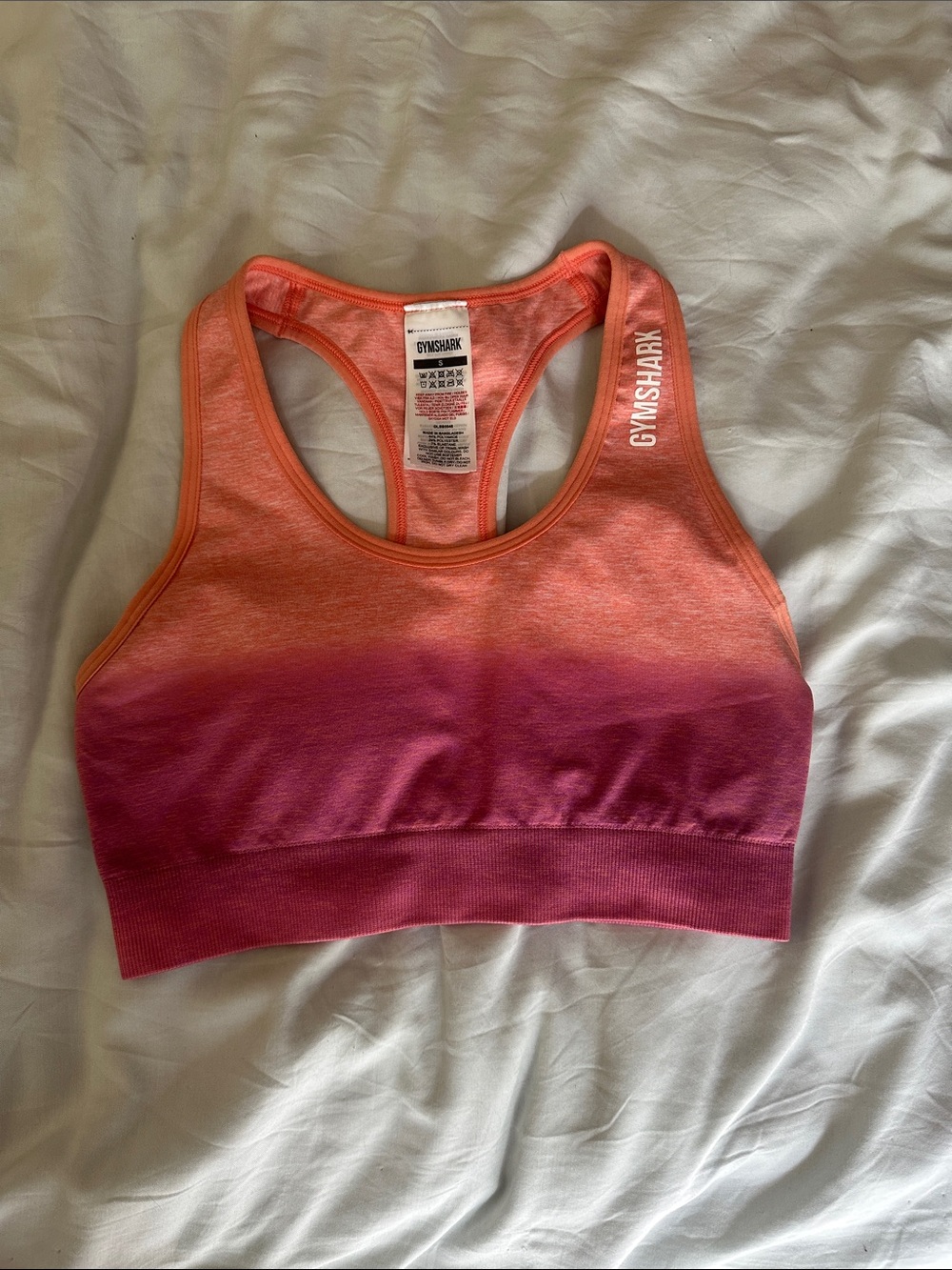 Gymshark Coral-to-Magenta Ombre Seamless Sports Bra